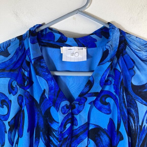 Womens Maude Vivante V Neck Ruffle Dress Long Sleeve Blue S #0 - Picture 3 of 9